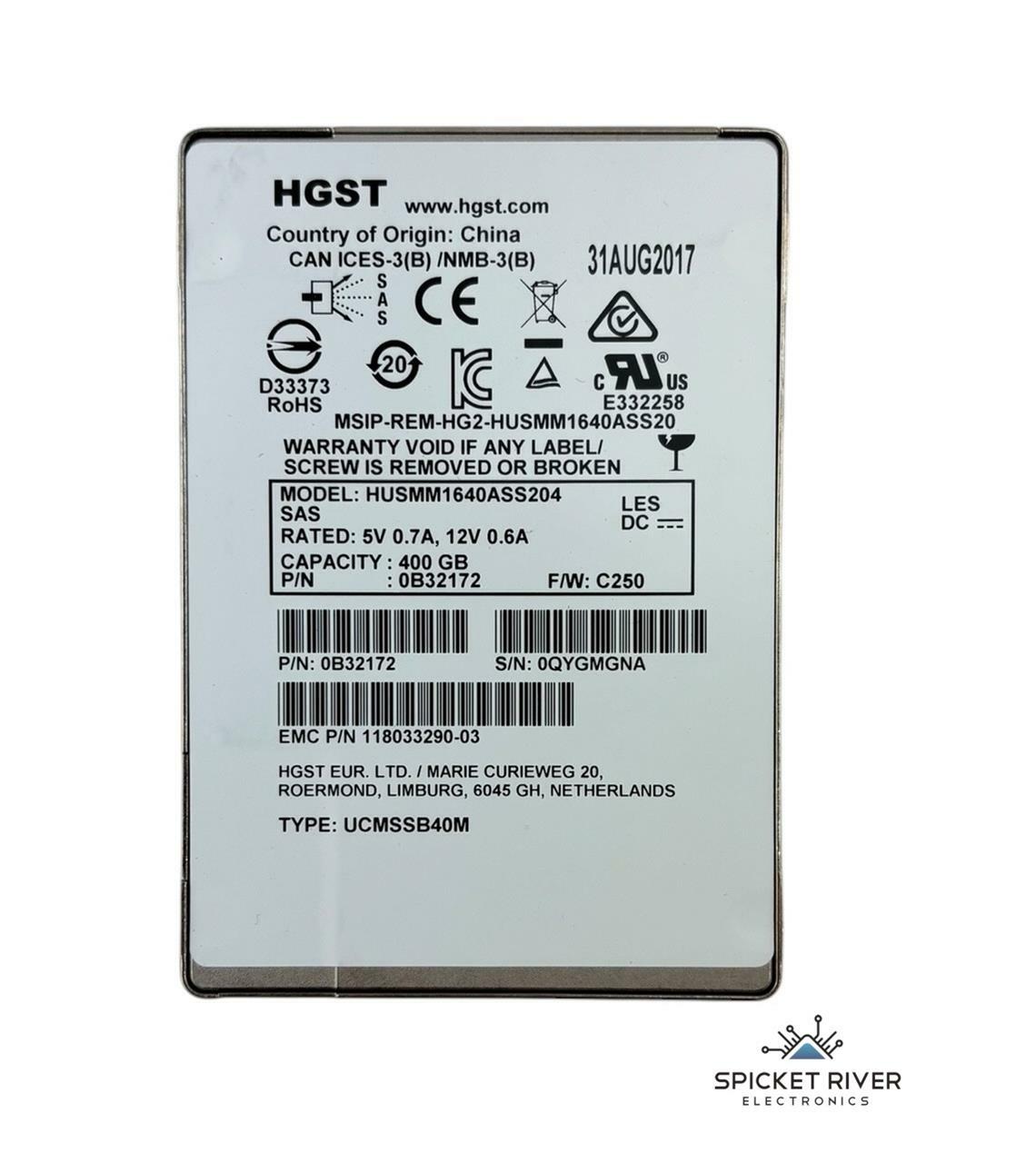 HGST HUSMM1640ASS204 400GB SAS 12Gb/s 2.5" Enterprise Hard Disk Drive HDD