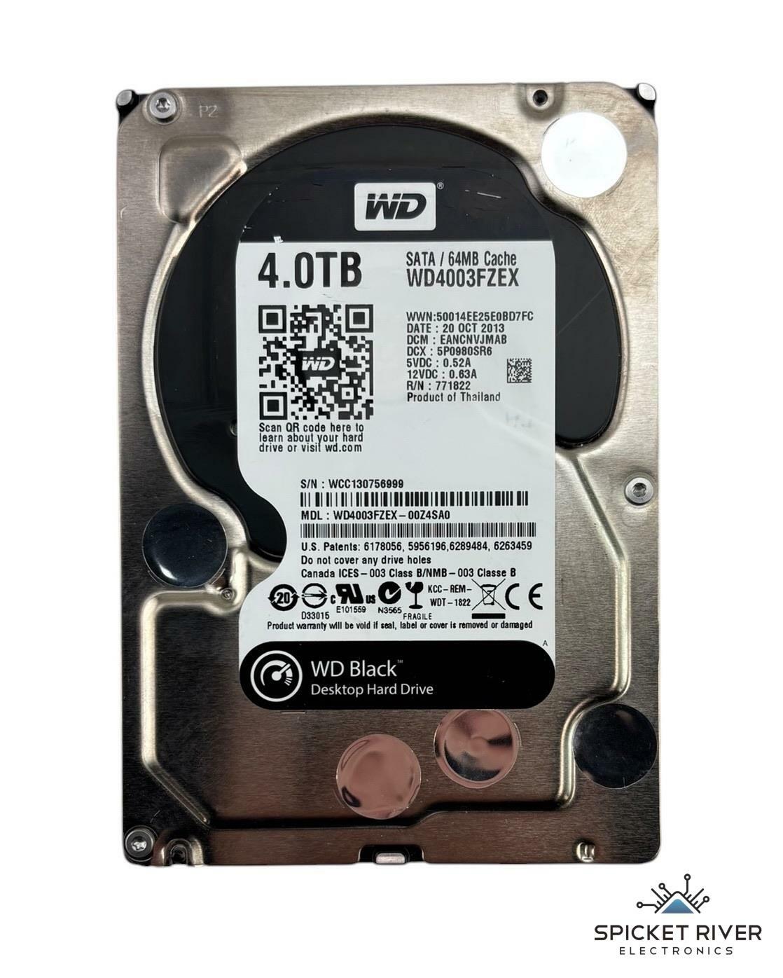 Western Digital Black WD4003FZEX 4TB SATA 7.2K RPM 3.5" Desktop Hard Drive HDD