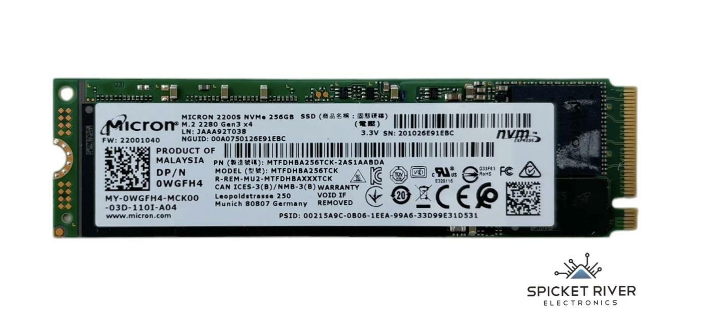 Micron 2200S MTFDHBA256TCK 256GB M.2 2280 Gen3 x4 NVMe SSD Solid State Drive