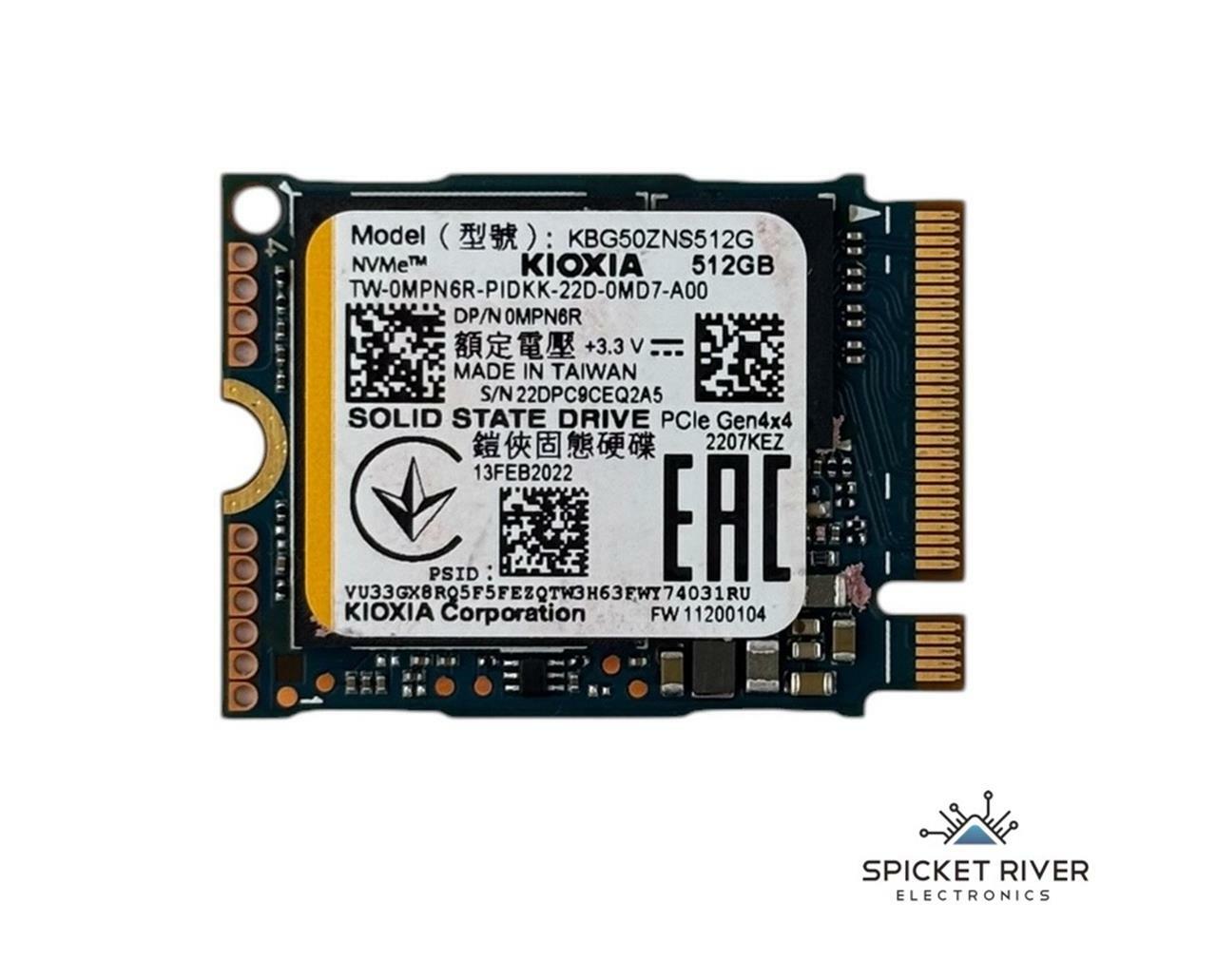 Kioxia KBG50ZNS512G 512GB M.2 2230 NVMe PCIe Gen4x4 Solid State Drive SSD