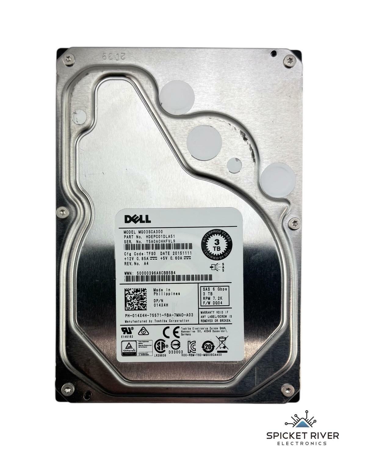 Dell MG03SCA300 HDEPC01DLA51 3TB SAS 6 Gbps 7.2K RPM 3.5" Enterprise HDD