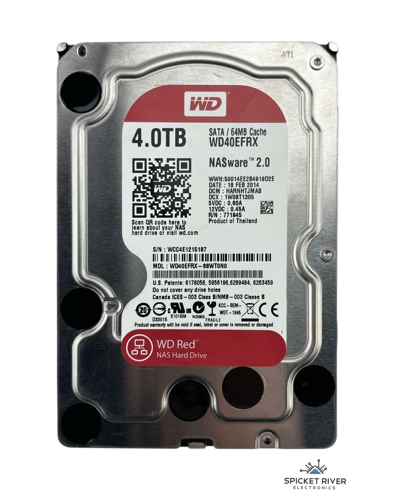 Western Digital Red WD40EFRX 4TB NASware 2.0 3.5-Inch Internal NAS Hard Drive