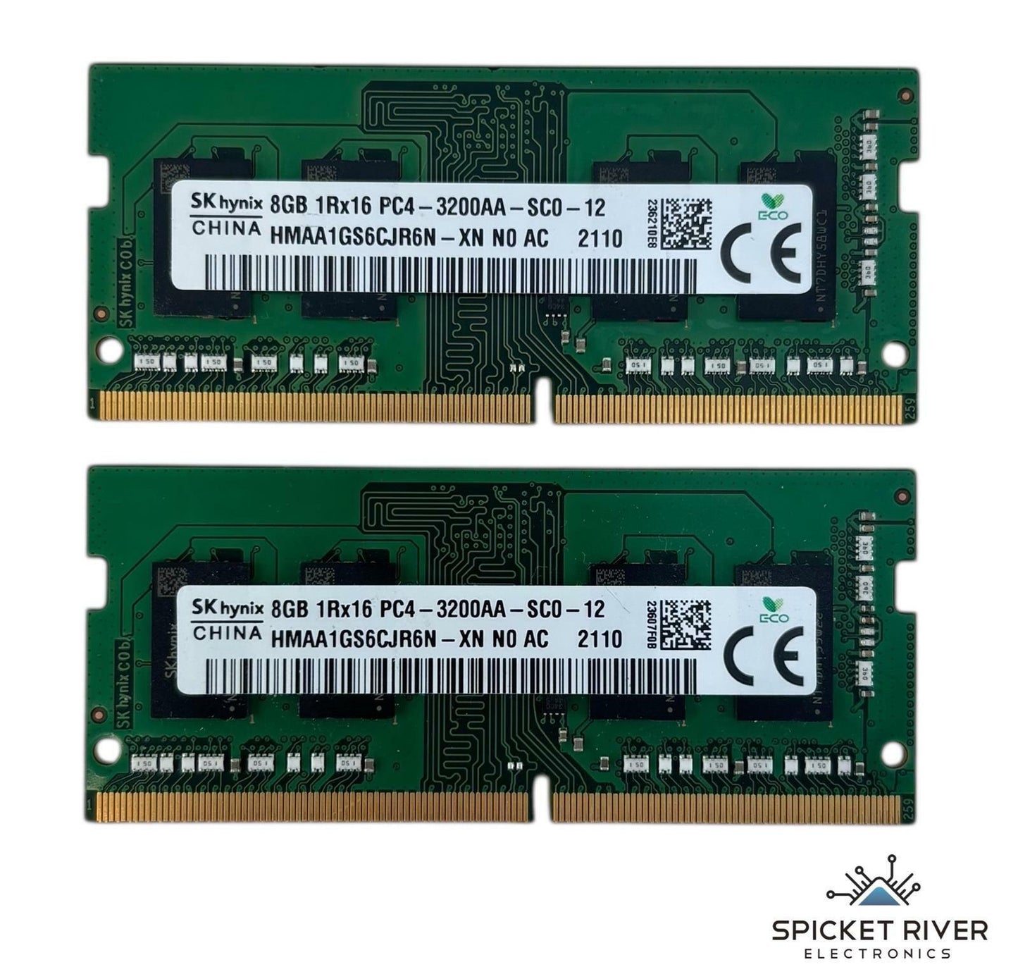 Lot of 2 - SK Hynix HMAA1GS6CJR6N-XN 8GB 1Rx16 PC4-3200AA-SC0-12 DDR4 SODIMM RAM
