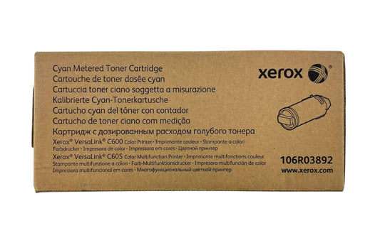 NEW - Genuine Xerox VersaLink C600/C605 Cyan Metered Toner Cartridge 106R03892