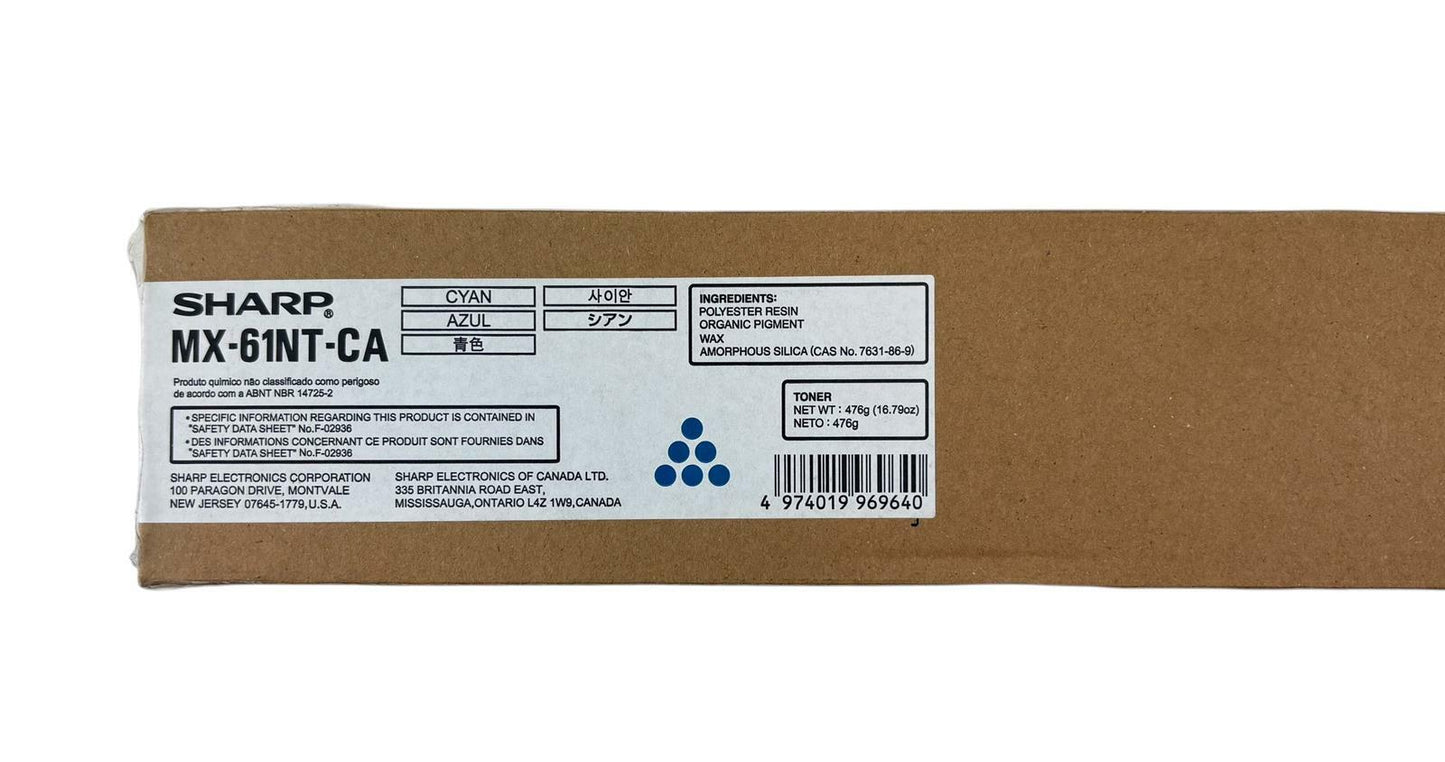 NEW - Genuine Sharp MX-61NT-CA Cyan Toner Cartridge