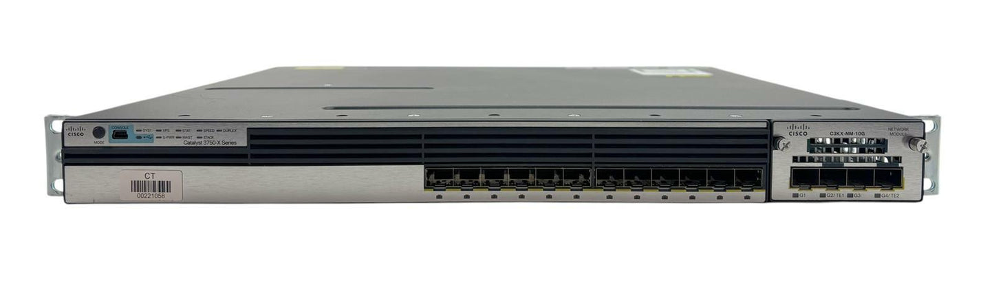 Cisco Catalyst C3750X-12S-E V02 12-Port SFP Network Switch w/ C3KX-NM-10G