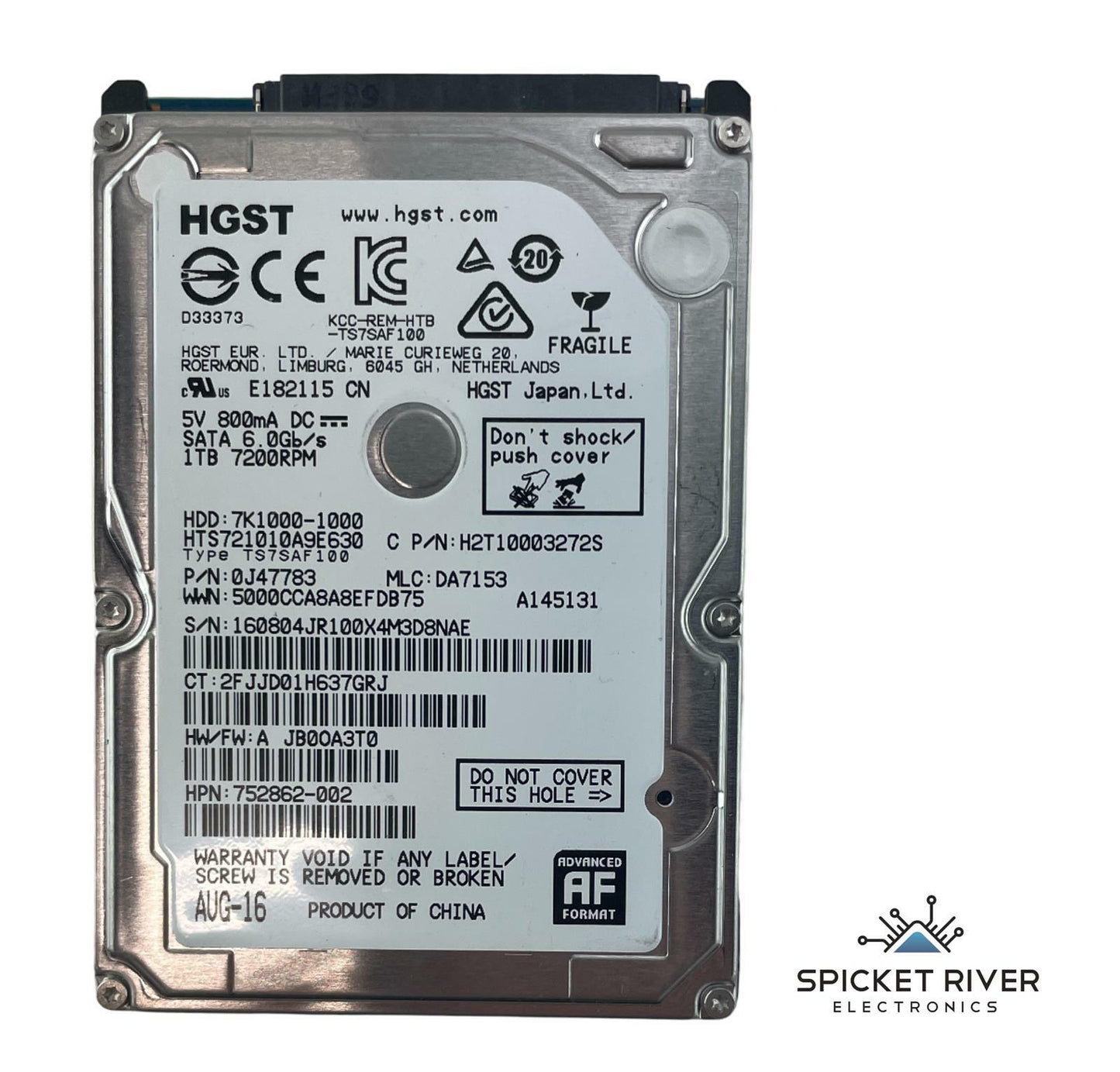 HGST HTS721010A9E630 1TB SATA 6.0Gbps 7.2K RPM 2.5" HDD Hard Drive