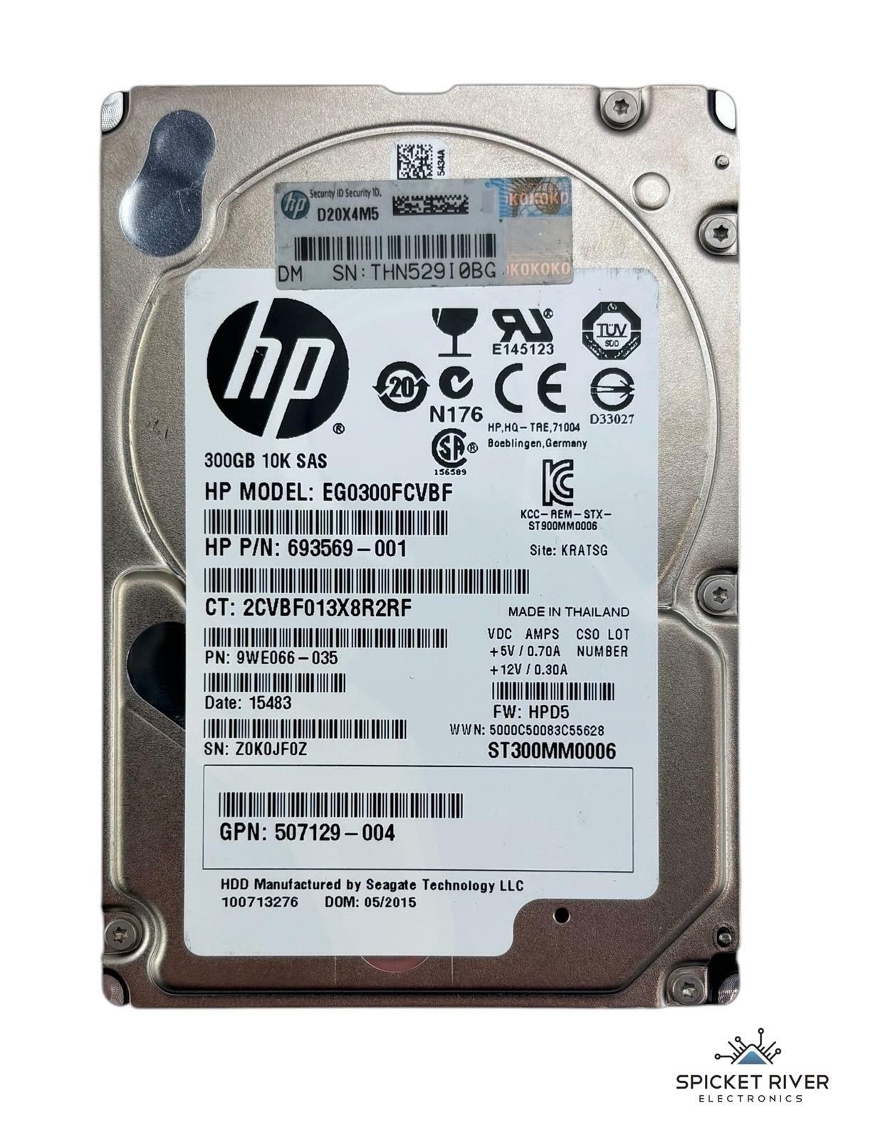 Lot of 2 - HP EG0300FCVBF 300GB SAS 6Gb/s 10K RPM 2.5" Enterprise HDD Hard Drive