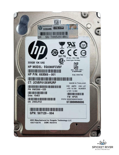 Lot of 2 - HP EG0300FCVBF 300GB SAS 6Gb/s 10K RPM 2.5" Enterprise HDD Hard Drive