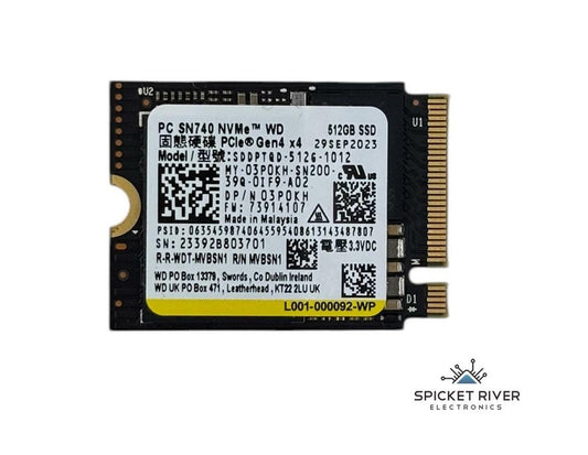 Western Digital PC SN740 512GB M.2 2230 NVMe PCIe Gen4x4 SSD Solid State Drive