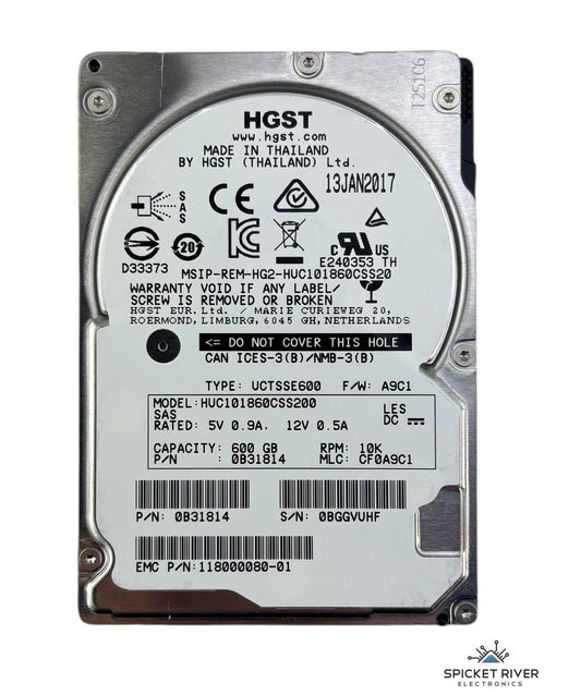 Lot of 4 - HGST HUC101860CSS200 600GB SAS 12Gb/s 10K RPM 2.5" Enterprise HDD