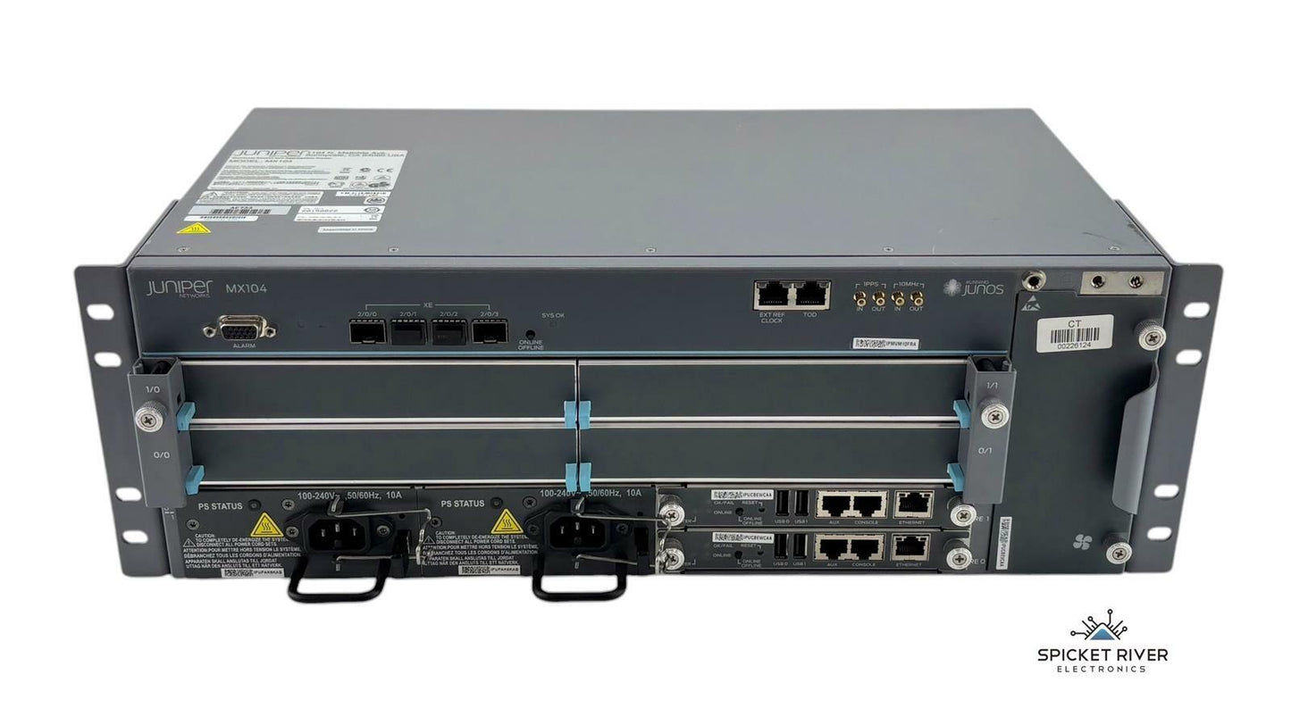 Juniper MX104 Universal Aggregation Router 2x 800W AC PSU, 2x RE-S-MX104 Cards