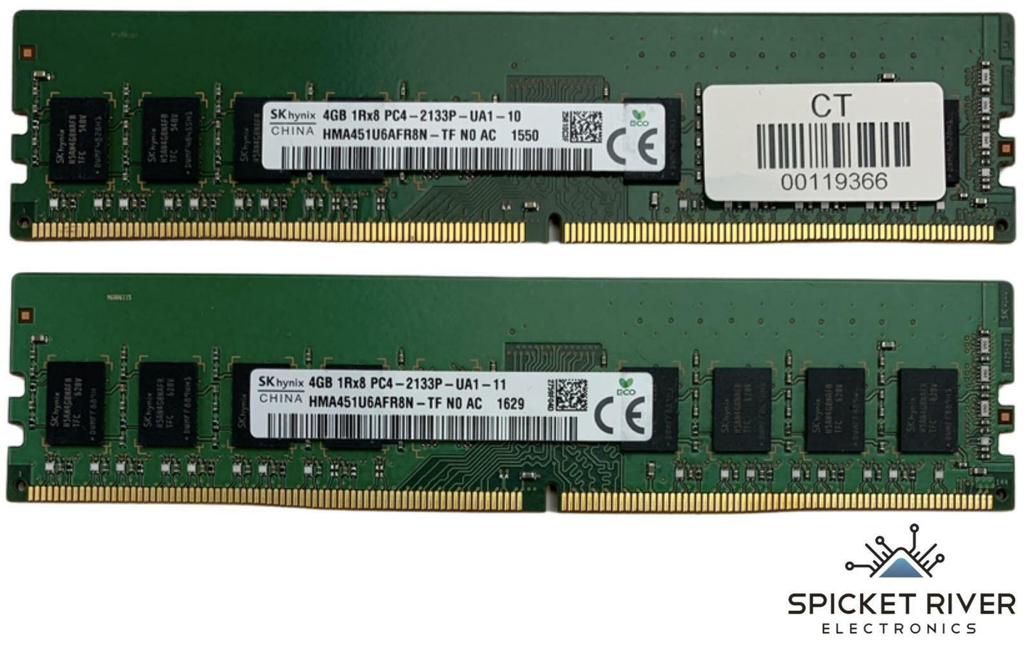 Lot of 2 - SK Hynix HMA451U6AFR8N-TF 4GB 1Rx8 PC4-2133P DDR4 UDIMM Desktop RAM