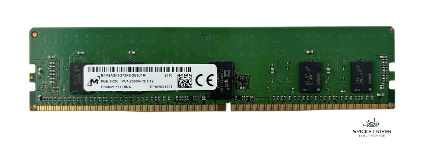 Lot of 2 - Micron MTA9ASF1G72PZ-2G6J1RI 8GB 1Rx8 PC4-2666V DDR4 ECC Server RAM