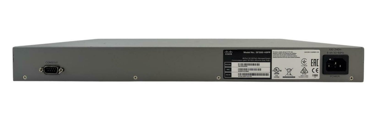 Cisco SF300-48PP-K9 V02 48-Port 10/100 PoE+ 2x SFP Managed Network Switch